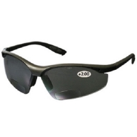 Semi-Rimless Safety Readers with Black Frame, Gray Lens and Anti-Scratch Coating +2.00 Diopter