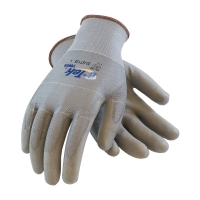 Seamless Knit Polyester Glove with Polyurethane Coated Smooth Grip on Palm & Fingers - Touch Screen Compatible (Large)