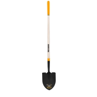 Forged Round Point Shovel With Comfort Step And Cushion End Grip On Hardwood Handle