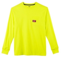 Heavy Duty Long Sleeve Pocket T-Shirt - Extra Large - Hi Vis Lime