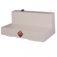 White Low-Profile L-Shaped Steel Liquid Transfer Tank for Trucks (76 Gallons)