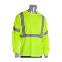 ANSI Type R Class 3 Long Sleeve T-Shirt Lime Yellow (X-Large)