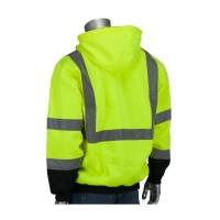 ANSI Type R Class 3 Full Zip Hooded Sweatshirt Lime Yellow with Black Bottom (XX-Large)