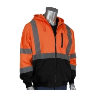ANSI Type R Class 3 Full Zip Hooded Sweatshirt Orange with Black Bottom (XXX-Large)