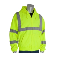 ANSI Type R Class 3 Zip Hooded Sweatshirt Lime Yellow (Large)