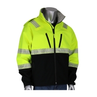 ANSI 107 Type R Class 3 Ripstop Softshell Lime Yellow With Black Bottom Jacket (XX-Large)