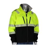 ANSI 107 Type R Class 3 Ripstop Softshell Lime Yellow Black Bottom Jacket (X-Large)