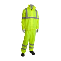 ANSI Type R Class 3 Two-Piece Value Rainsuit Set Lime Yellow Size Small - Medium