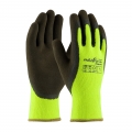 Hi-Vis Lime Yellow Seamless Knit Acrylic Terry Glove with Latex MicroFinish Grip on Palm & Fingers (Medium)