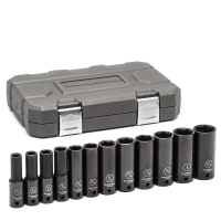 SAE Deep Impact Socket Set 1/2" Drive 6 Point 12 Piece