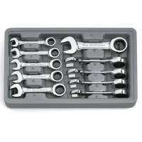 Stubby Combination Ratcheting Wrench Set Metric 10 Piece