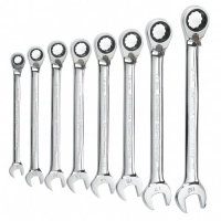 Reversible Combination Ratcheting Wrench Set Metric 8 Piece