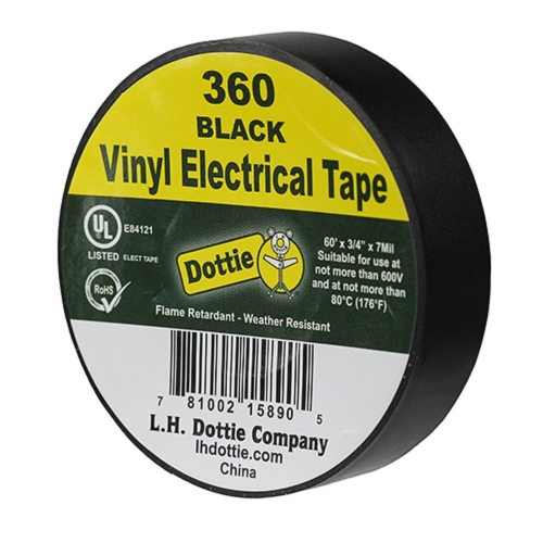 Dottie 360 Polyvinyl Chloride (PVC) Color Coding Adhesive Tape Black 60 ...