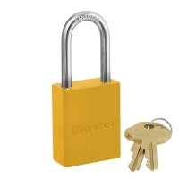 Powder Coated Aluminum Safety Padlock 1-1/2" Wide with 1-1/2" Tall Shackle Keyed Alike (Yellow)