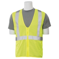 Lime Mesh Zipper Safety Vest (Class 2, Large, No Pockets)