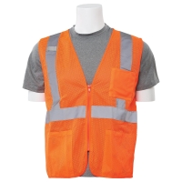 Orange Mesh Zipper Safety Vest (Class 2, Large)