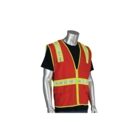Non-ANSI Surveyor's Style Safety Vest with Prismatic Tape Large (Red)