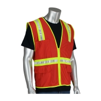 Non-ANSI Surveyor's Style Safety Vest with Prismatic Tape XL (Red)