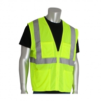 ANSI Type R Class 2 Four Pocket Value Mesh Vest  Small (Hi-Vis Lime Yellow)