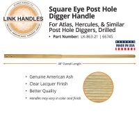 Square Eye Handle for Atlas, Hercules, and Similar Posthole Diggers, Drilled (48")