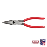 8" Long Nose Pliers, Dipped Grip (USA)