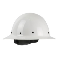Full Brim Smooth Dome Hard Hat w/ Fiberglass Resin Shell, 8-Point Suspension (White)