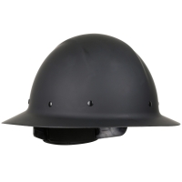 Full Brim Smooth Dome Hard Hat w/ Fiberglass Resin Shell, 8-Point Suspension (Black)