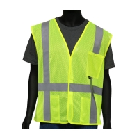 Viz-Up Three Pocket Mesh Vest in Hi-Vis Yellow (Size Large)