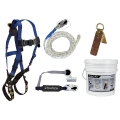 Roofer's Kit with Hinged Reusable Anchor and Trailing Rope Adjuster
