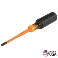 Slim-Tip Insulated Screwdriver with 4-Inch Round Shank (#2 Phillips)