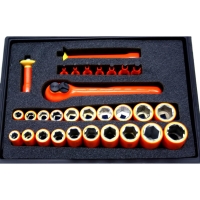 Insulated Hex Bit and Deep Wall Socket Tool Kit, 30 Pieces - 3/8"
