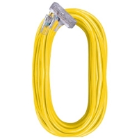 Yellow Lighted Triple Tap Extension Cord (15 Amp, 50 Ft)