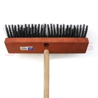 Carbon Steel Wire Street Push Broom 16" with Handle