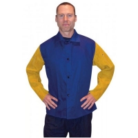 Blue Welding Jacket With Leather Sleeves Large