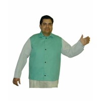 Green Welding Jacket With Leather Sleeves (Large)