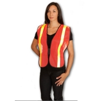 Orange Mesh Safety vest With Yellow Stripe