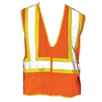 Hi-Visibility ANSI Class 2 Mesh Vest with Two-Tone Contrast Tape 2X-Large (Orange)