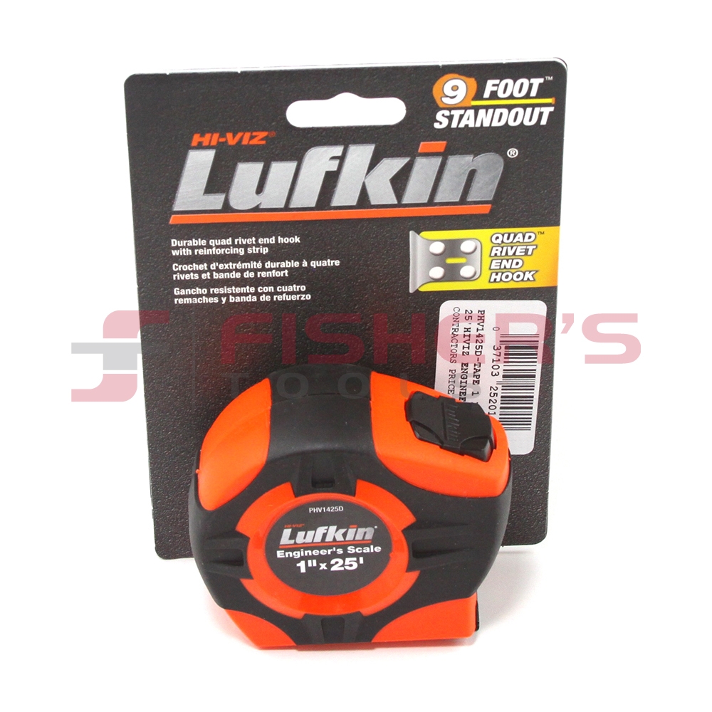 Lufkin 25' Engineer's Hi-Viz Orange Tape Measure (Inches/Ft/10ths/100ths)